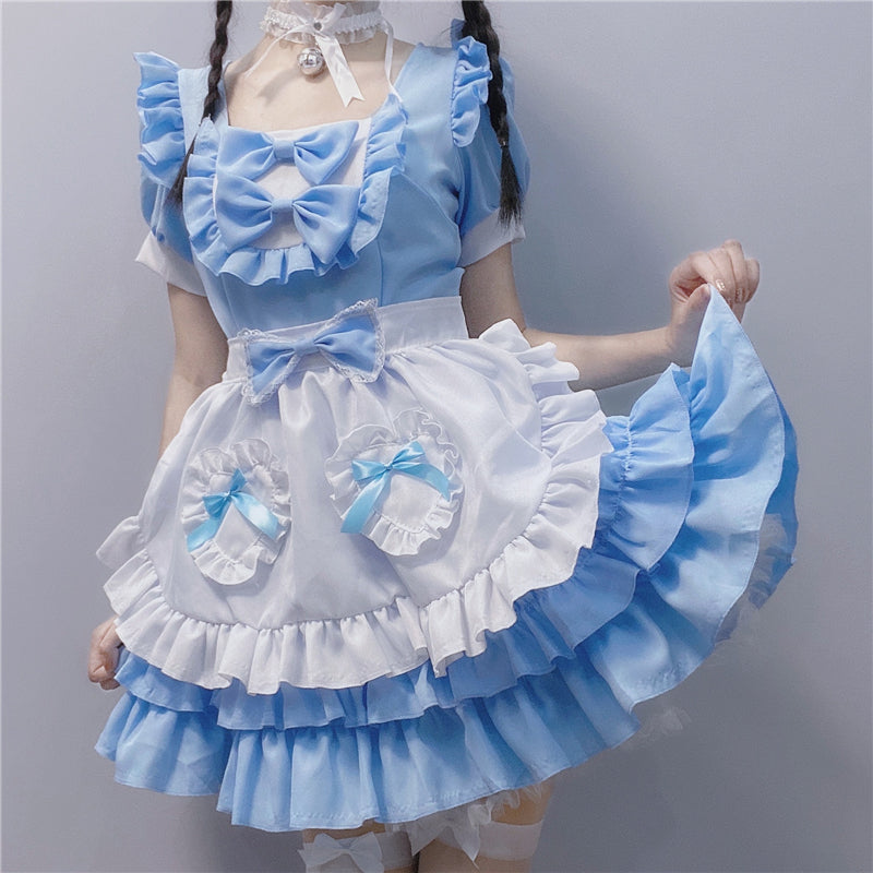 "LOLITA BLUE CUTE LACE BOWKNOT MAID" OUTFIT N050802