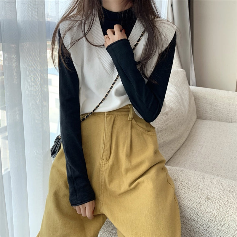 "6 COLORS "VEST + KNITTED SHIRT" TWO-PIECE SUIT N092306