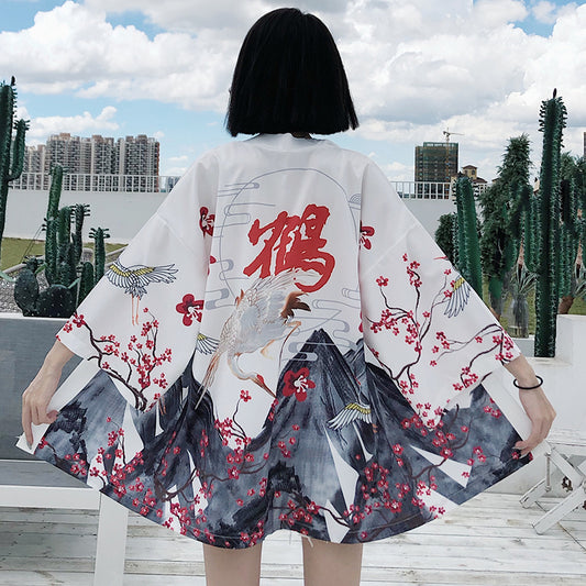 CRANE PLUM BLOSSOM PRINT CARDIGAN UB2813