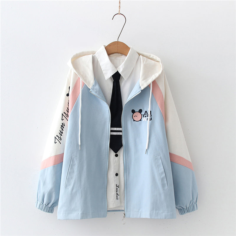 CUTE PANDA EMBROIDERED HOODED JACKET UB2791