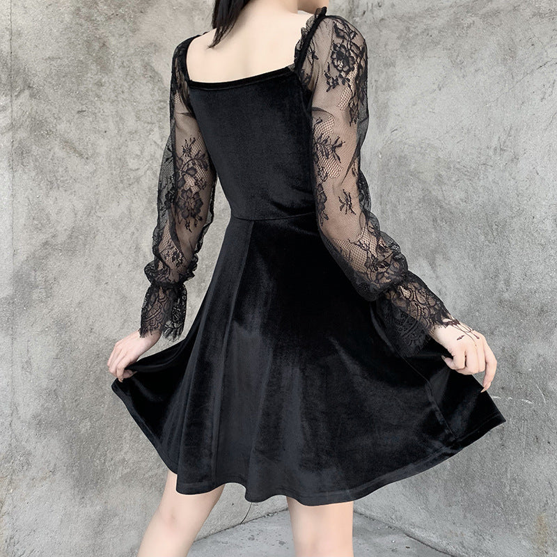 "LOLITA BLACK VELVET LACE" DRESS N042403