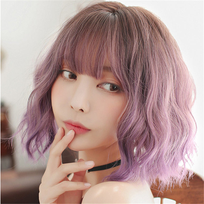Harajuku Purple Gradient Short Bangs Wig