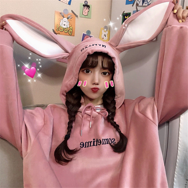 "SOMETIME" BUNNY EARS THICK HOODIE UB2649