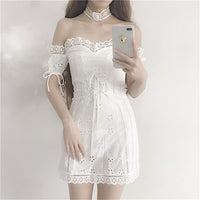 "WHITE LACE EMBROIDERY" DRESS N082905