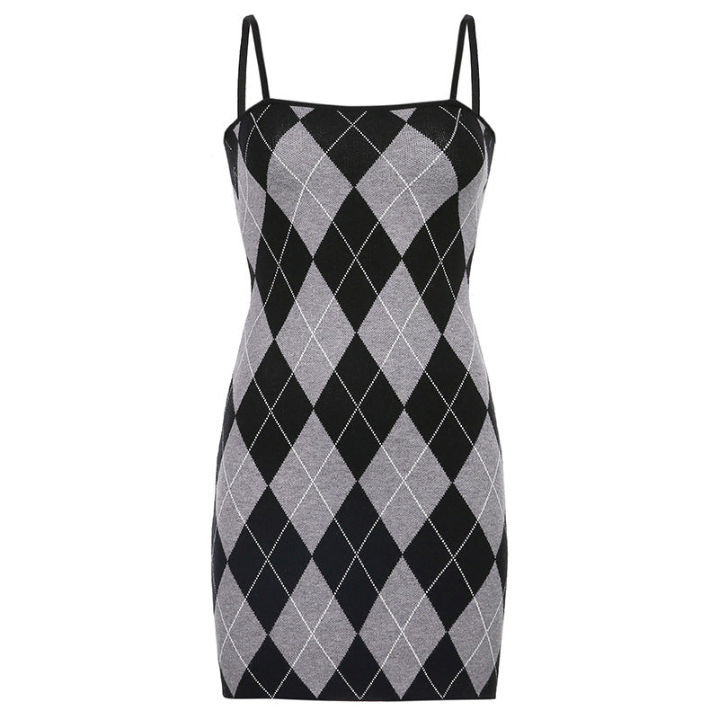 "RETRO DIAMOND COLOR BLOCK" DRESS N033102