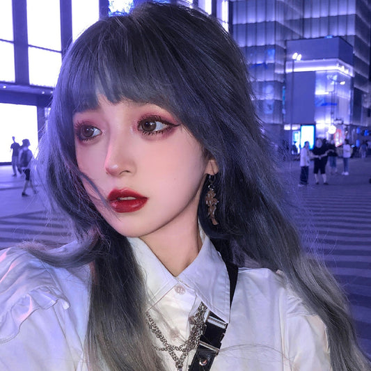 "LOLITA BLUE GRAY GRADIENT LONG CURLY" WIG N101307