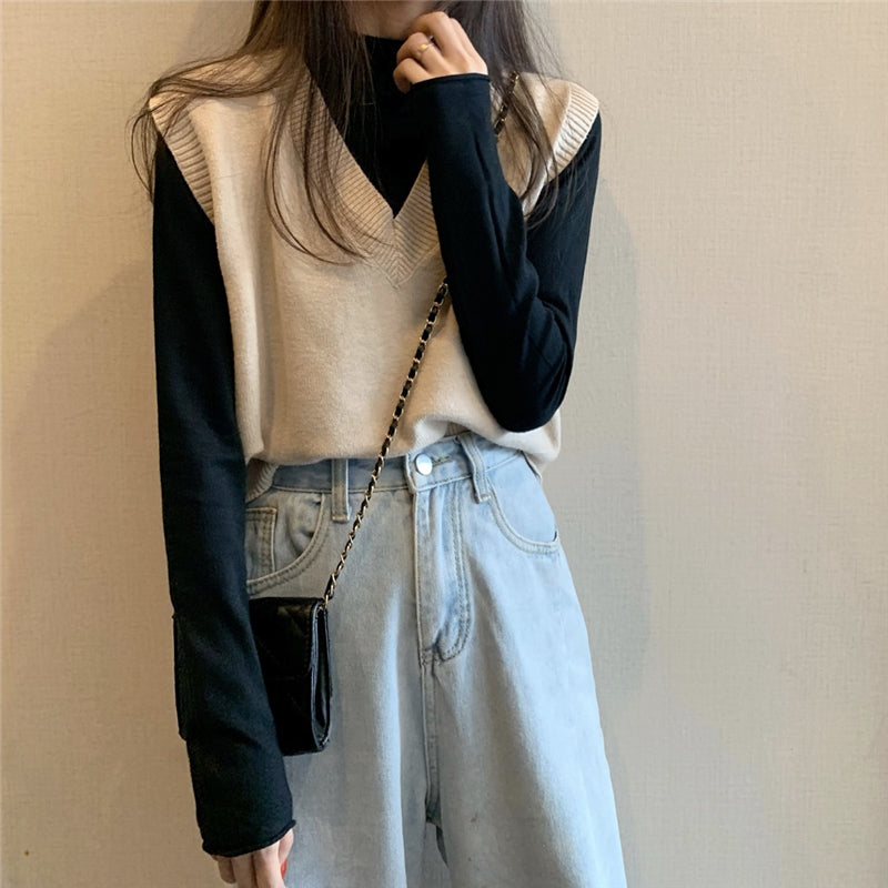 "6 COLORS "VEST + KNITTED SHIRT" TWO-PIECE SUIT N092306