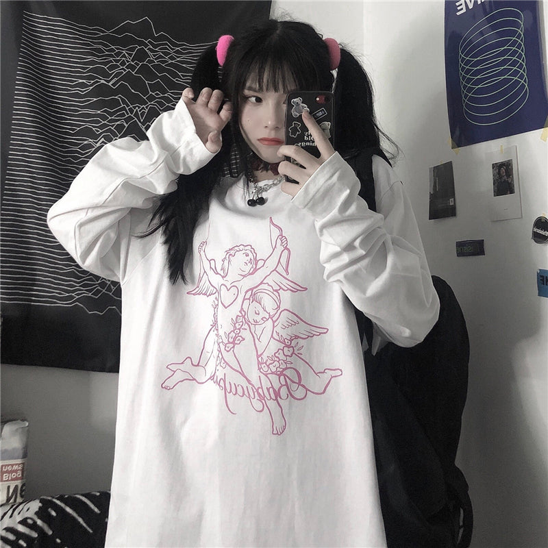 "ANGEL PRINT LONG SLEEVE" T-SHIRT N030305