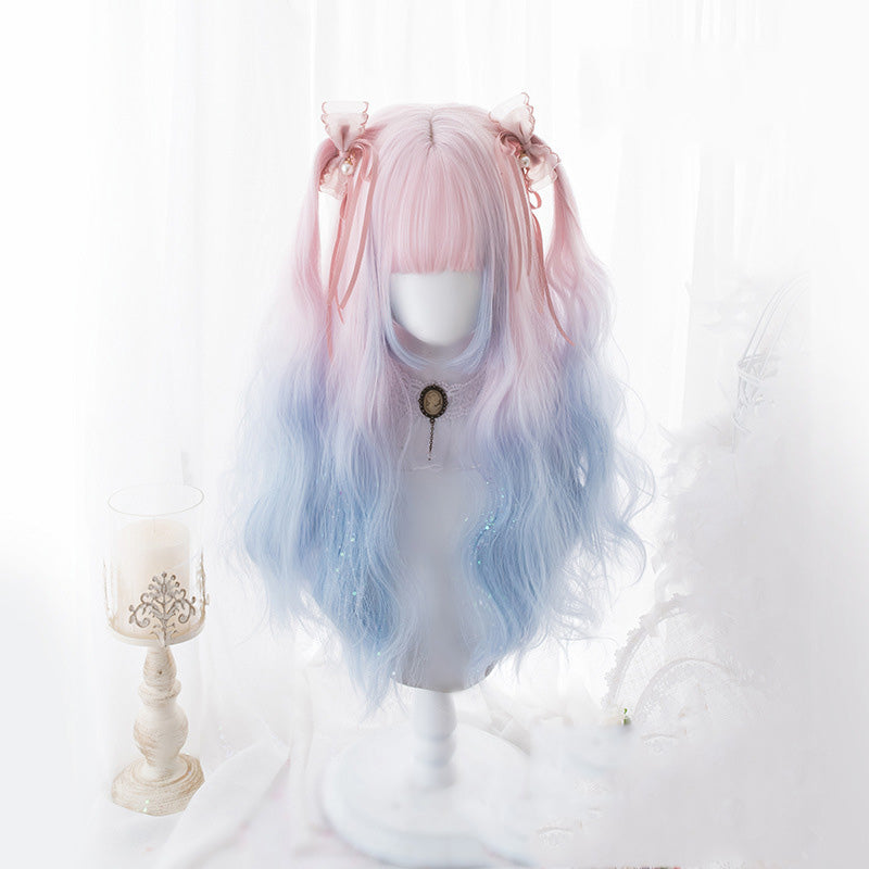 "Lolita Pink Blue Gradient Long Curly" Wig N110209