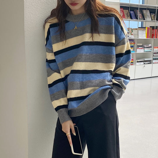 "COLOR BLOCK STRIPED" SWEATER N092901