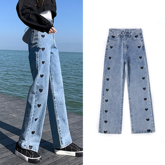 "BLACK LOVE EMBROIDERED" JEANS N011904