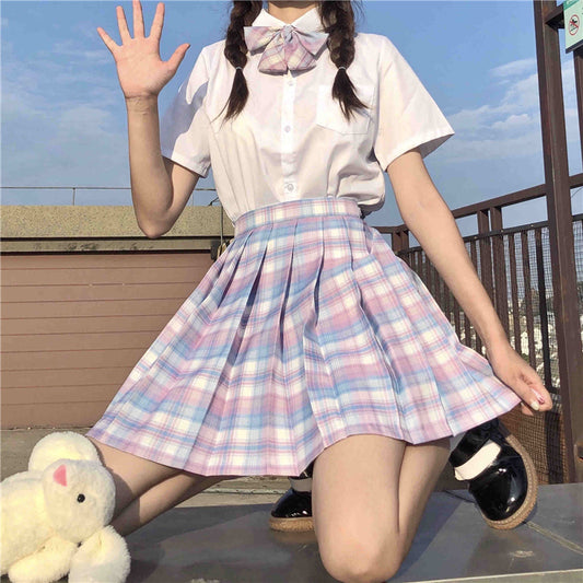 "JK PASTEL BLUE PURPLE PLAID" SKIRT UB2370
