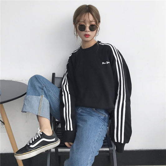 "THREE STRIPED  LONG SLEEVE" SWEATSHIRT  N110503