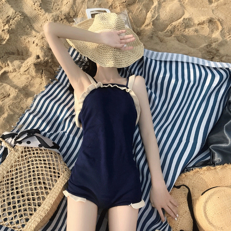 "RUFFLED BACKLESS ONE-PIECE" SWIMSUIT N052004