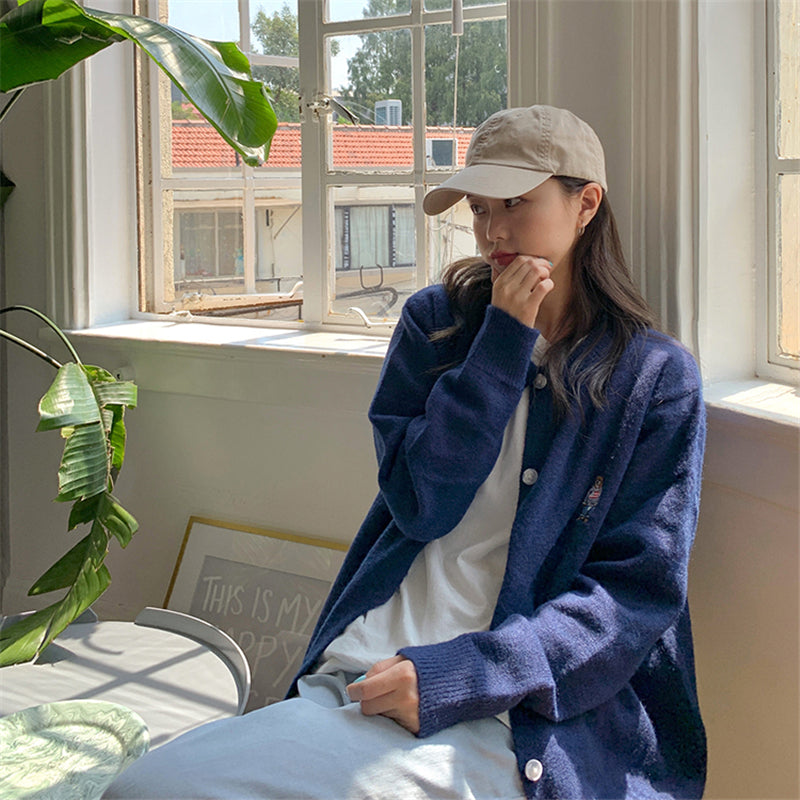 "EMBROIDERED BEAR" SWEATER COAT N091401