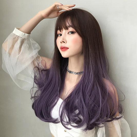 AIR BANGS PURPLE GRADIENT LONG CURLY WIG UB2575