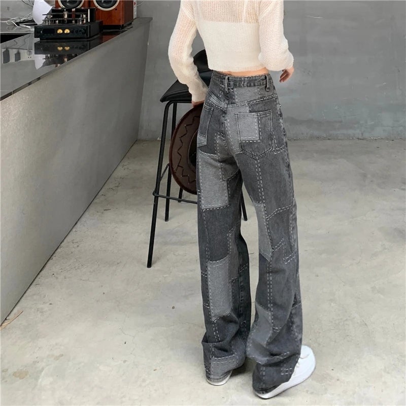 [@sleepinredroses] RETRO SMOKY GRAY CHECK JEANS UB2483