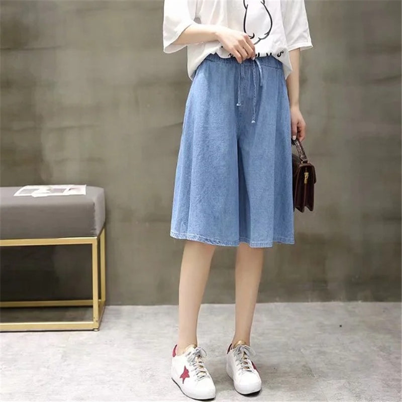 BLUE LITERARY TENCEL DENIM CASUAL PANTS UB2493