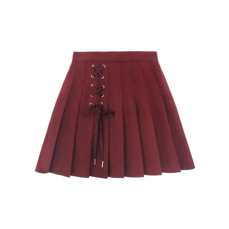 [@cooper_is_dead] "PURE COLOR TIE PLEATED" SKIRT N102805