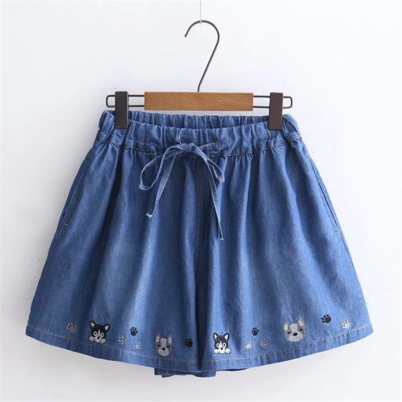 "PUPPY EMBROIDERED" SHORTS N081302