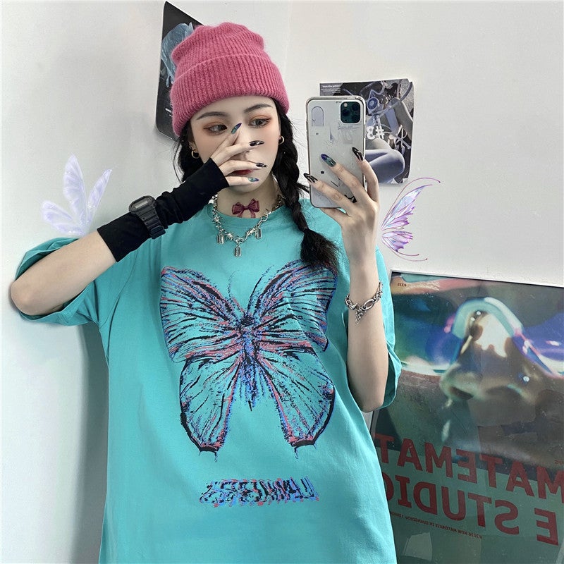 [@al.osgard] "BLUE BUTTERFLY PRINT" T-SHIRT UB2403
