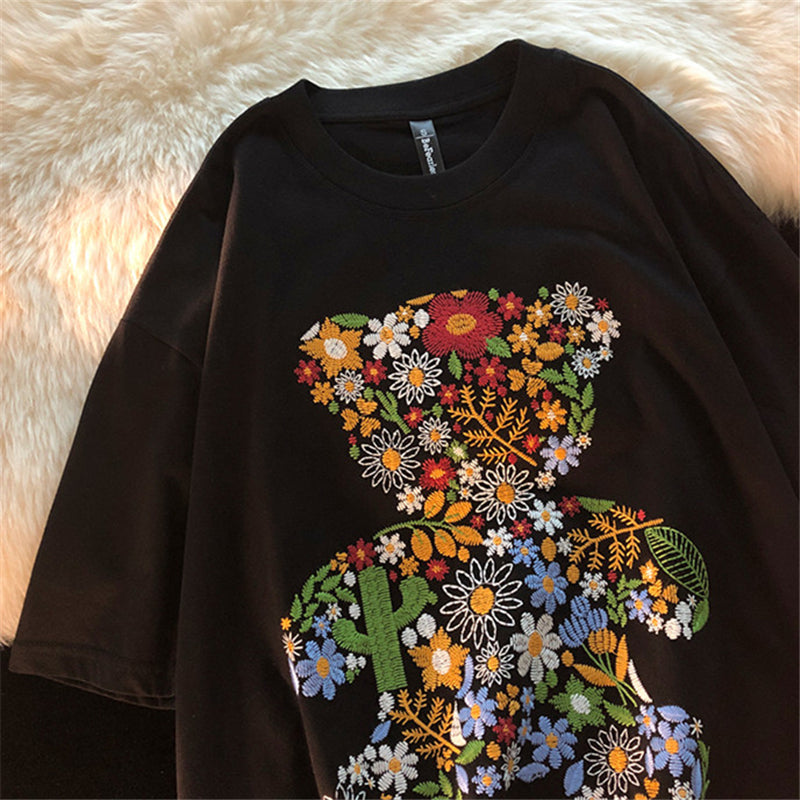 "FLORAL BEAR EMBROIDERY" T-SHIRT UB2366