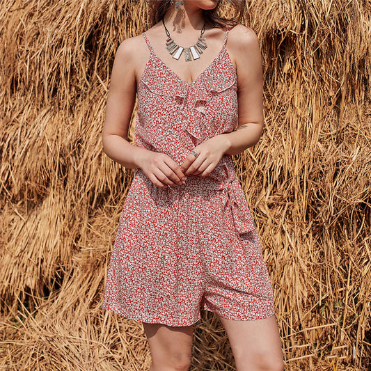 "CHIFFON FLORAL SLING" JUMPSUIT N030803