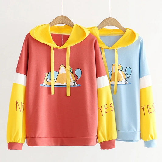 PUPPY PRINT COLOR BLOCK HOODIE UB2671
