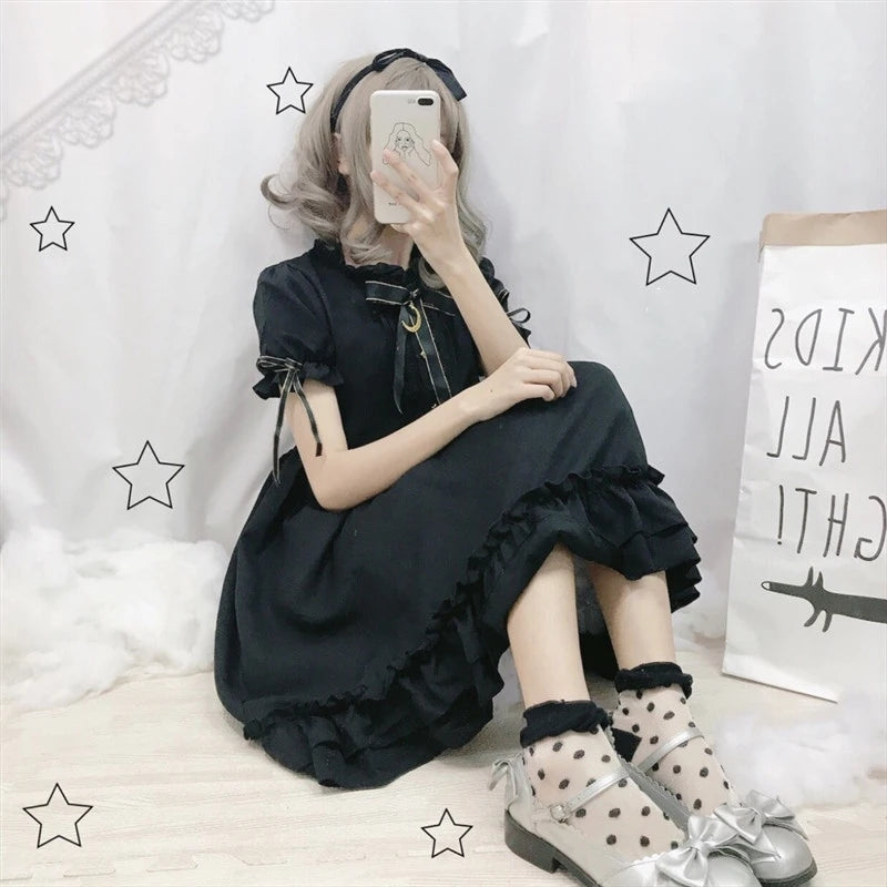 "BLACK CUTE MOON BOWKNOT" DRESS N050603