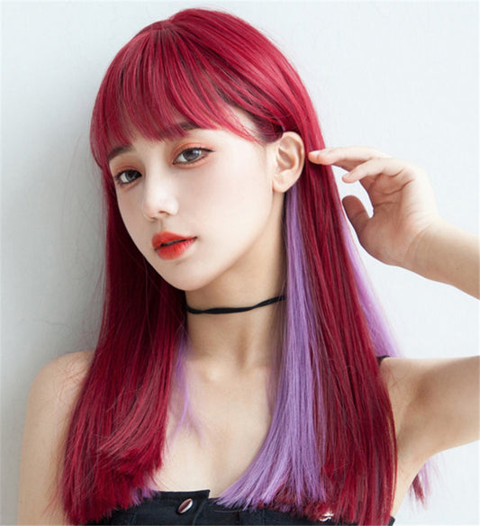 "RED PURPLE LONG STRAIGHT" WIG N022109
