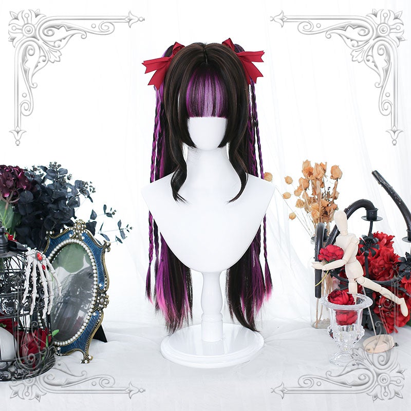 LOLITA BLACK PURPLE PONYTAIL STRAIGHT WIG UB2809