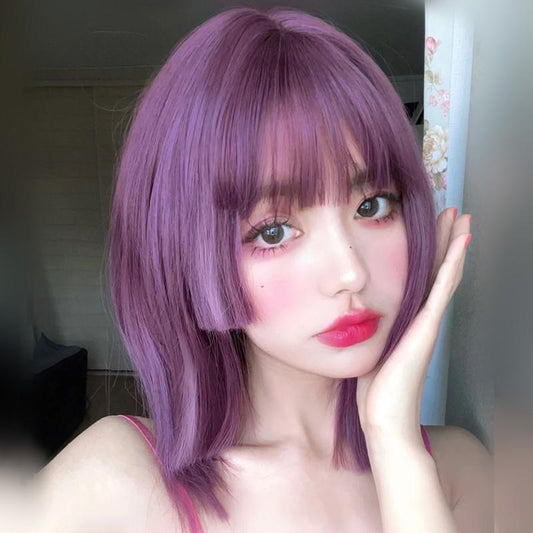 [ @resauvi]"BANGS PURPLE IRREGULAR SHORT STRAIGHT" WIG UB2462
