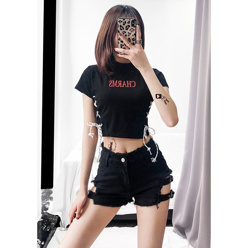 [@kyladrewatla] “HOLLOW RIPPED” JEANS SHORTS W031802REVIEW