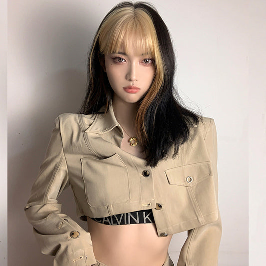 "BANGS DYED GOLDEN BLACK MID-LENGTH STRAIGHT" WIG UB2388