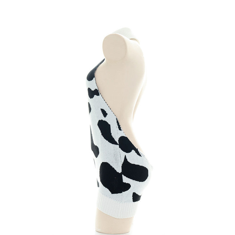 "COW PRINT BACKLESS" SWEATER N031506