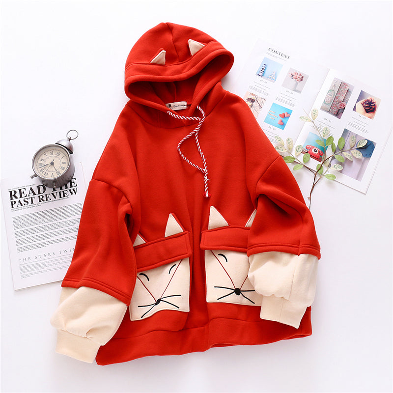 "LITTLE FOX EMBROIDERED" SWEATSHIRT HOODIE N092401