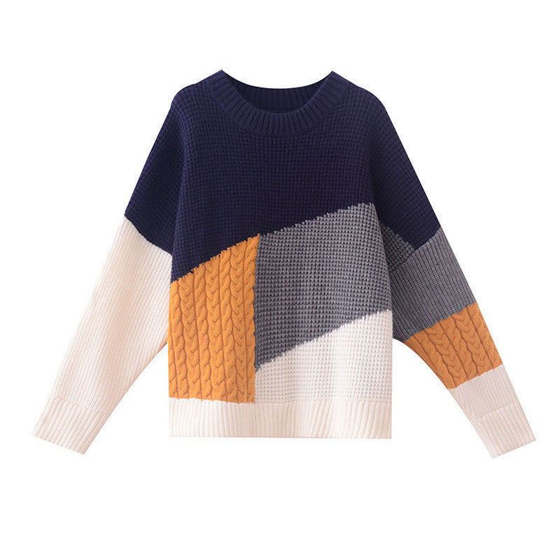 COLOR BLOCK LONG-SLEEVED CASUAL SWEATER UB2827