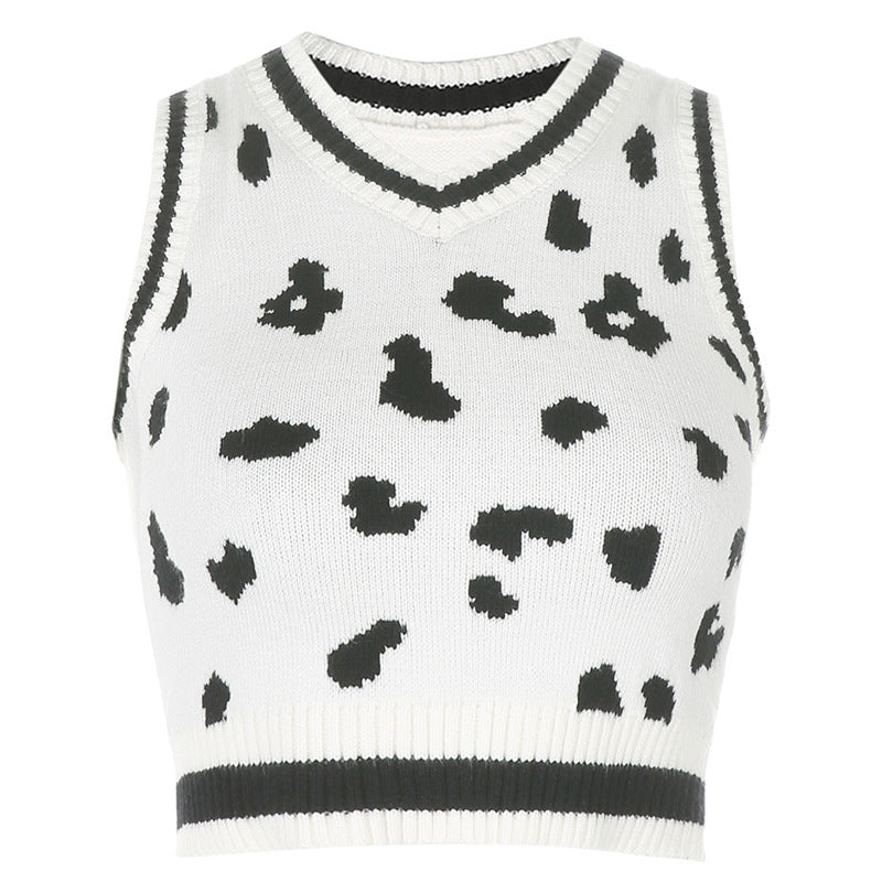 "COW PATTERN SWEATER" VEST N103006