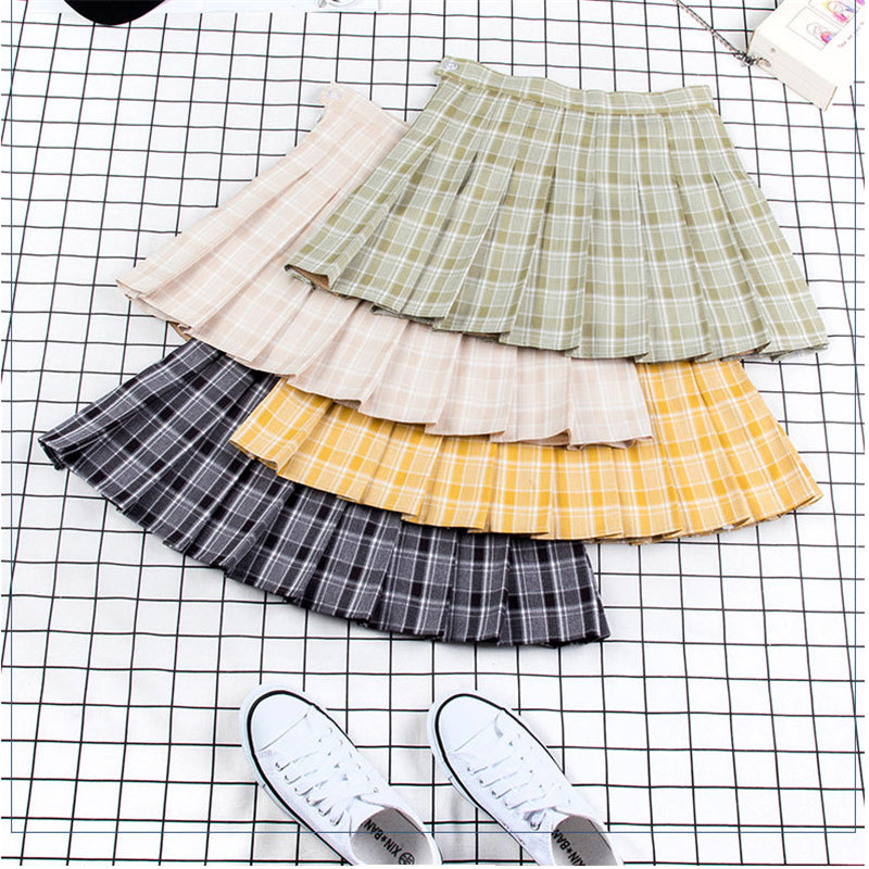 "FOUR COLOR PLAID PLEATED" SKIRT N082509