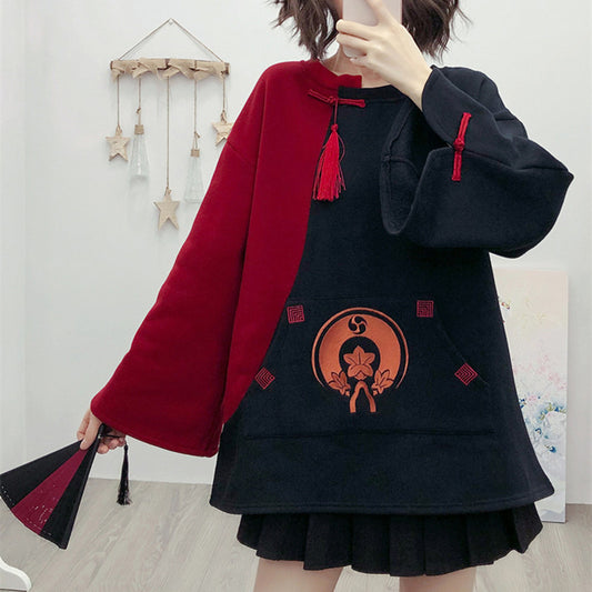 "CONTRASTING FLARED SLEEVE TASSEL" SWEATSHIRT N110607