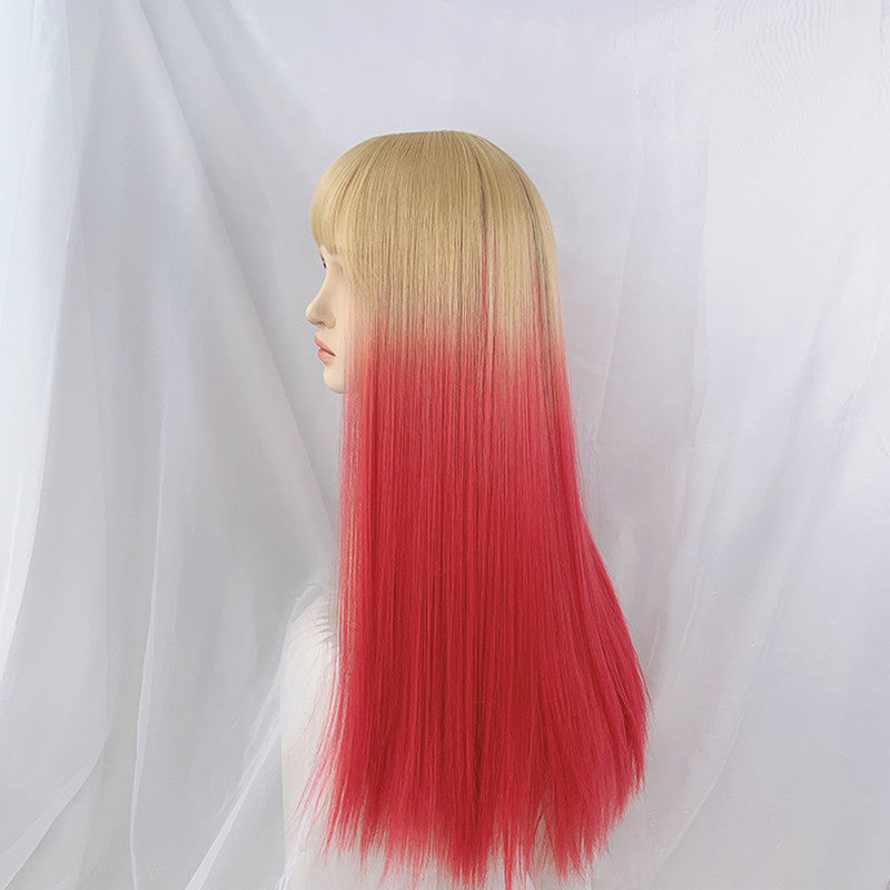 "LINEN GOLD PINK GRADIENT LONG STRAIGHT" WIG N101408