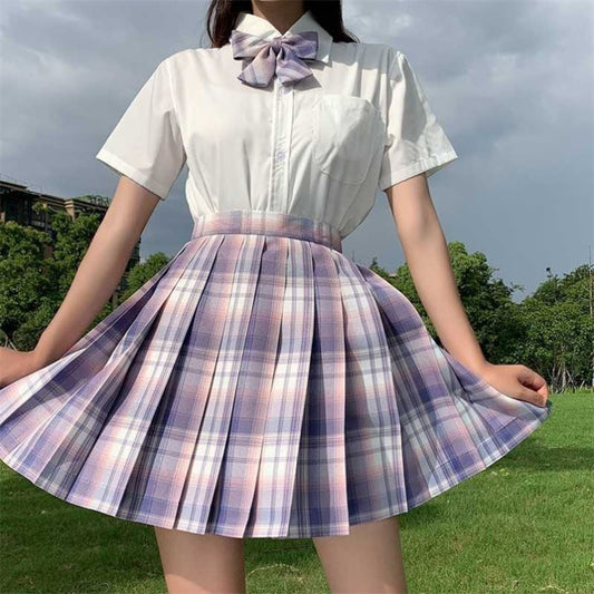 "JK WHITE PURPLE PLAID" SKIRT UB2371