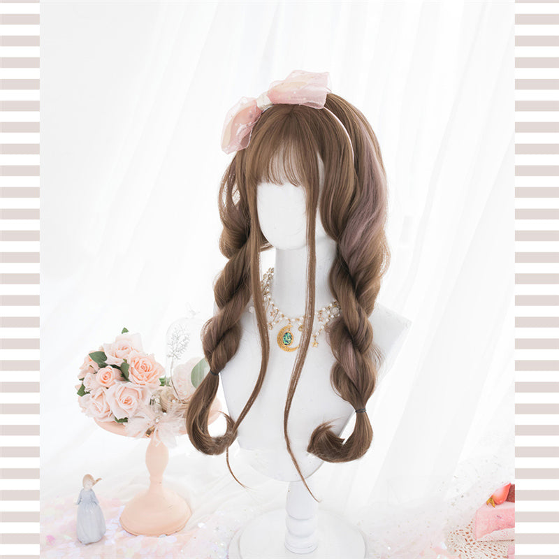 [@karyznd] Brown Highlighting Pink Long Curly Wig N012802