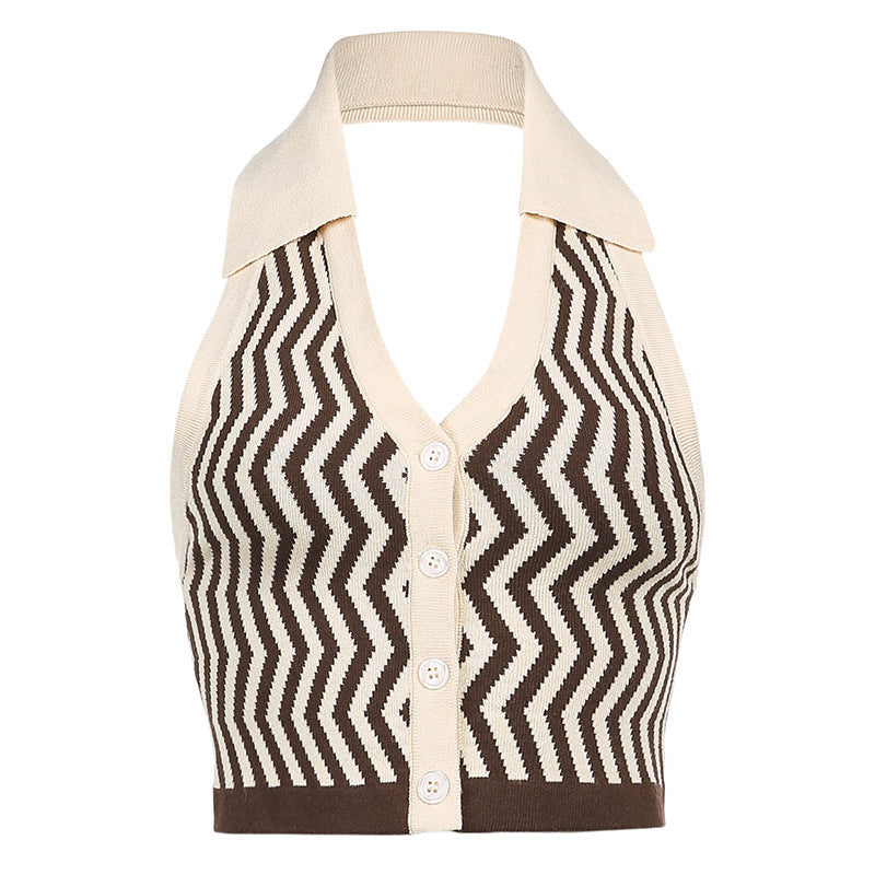 "WAVY STRIPED KNITTED" VEST N022604