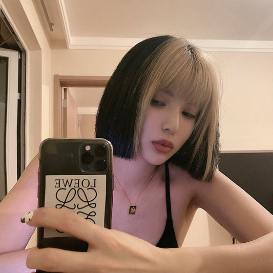 "BANGS DYED BLOND SHORT STRAIGHT" WIG N032404