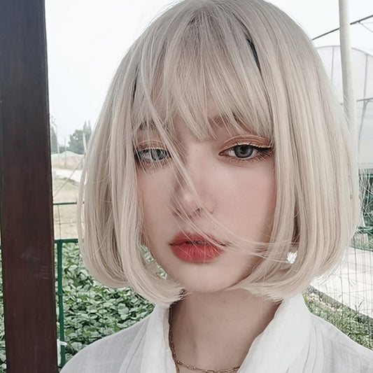 "AIR BANGS CUTE BEIGE BOBO SHORT" WIG UB2382