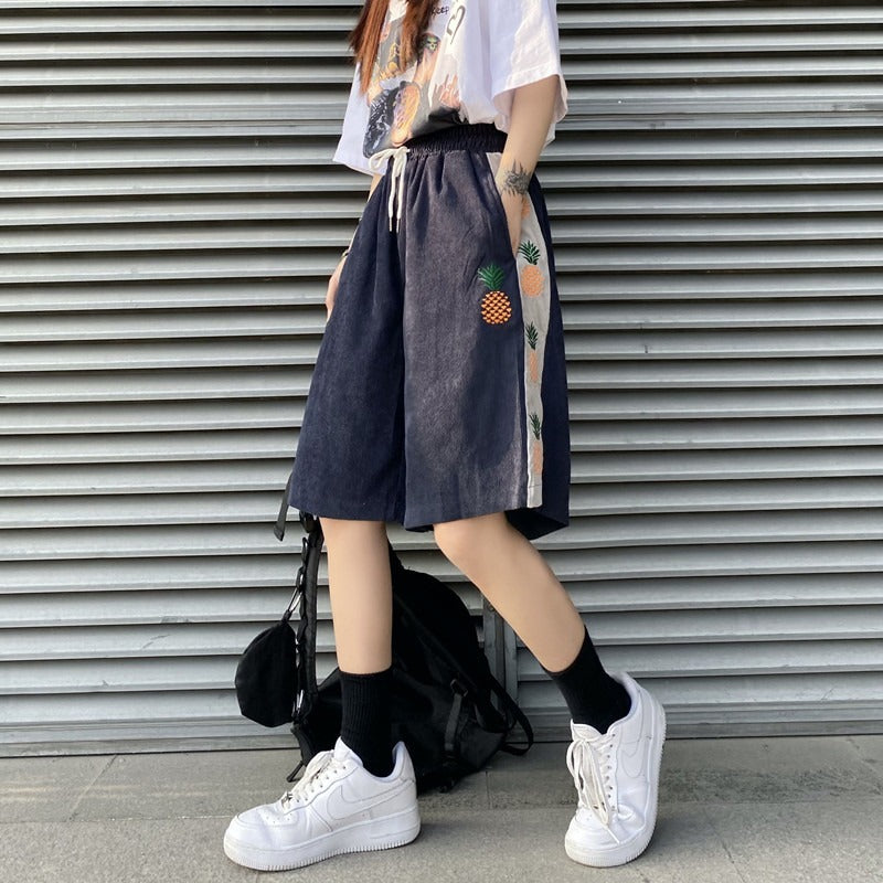 "HARAJUKU PINEAPPLE EMBROIDERED" SHORTS UB2402