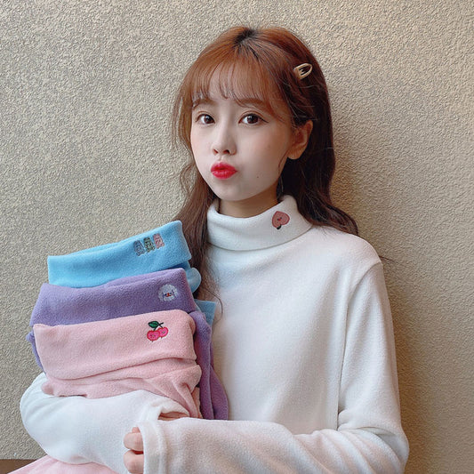 "HALF HIGH COLLAR EMBROIDERED LONG SLEEVE" T-SHIRT N110303
