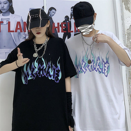 "BLACK/WHITE HARAJUKU FLAME PRINT" T-SHIRT UB2458