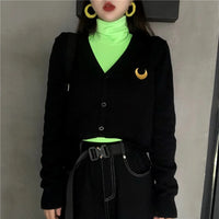"GREEN T-SHIRT + MOON SWEATER CARDIGAN" TWO-PIECE SUIT UB2464